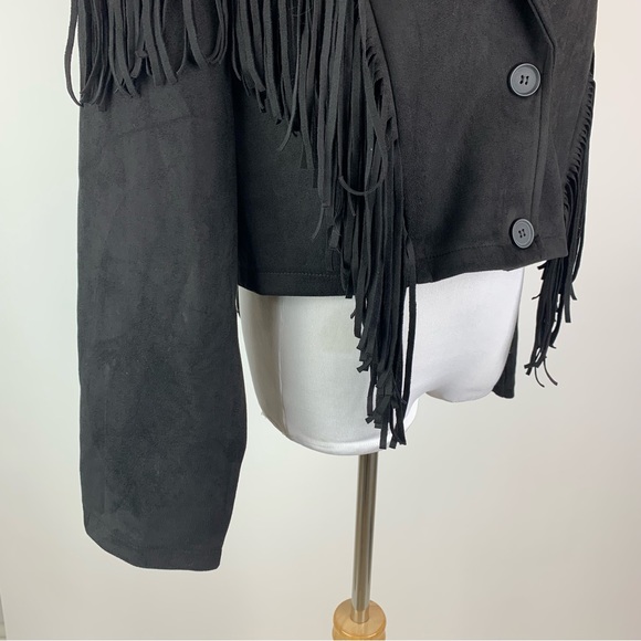 Shein Curve Black Fringe Faux Suede Jacket 4X - Picture 5 of 13